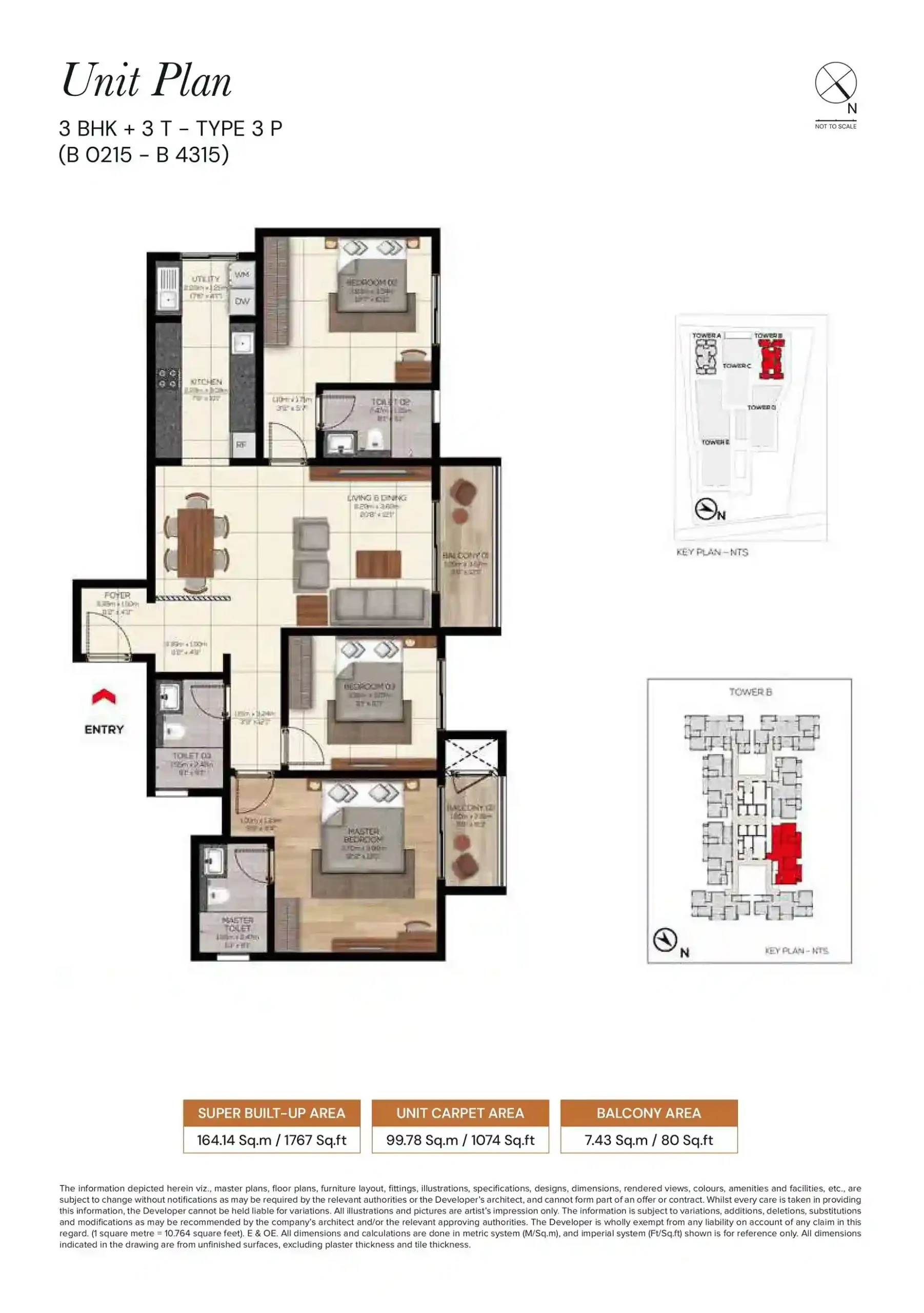 Brigade Sevilla 3 BHK + 3 T Floor Plan